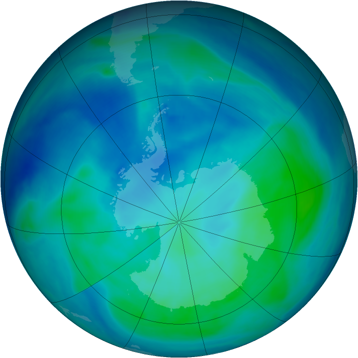Antarctic ozone map for 20 February 2007